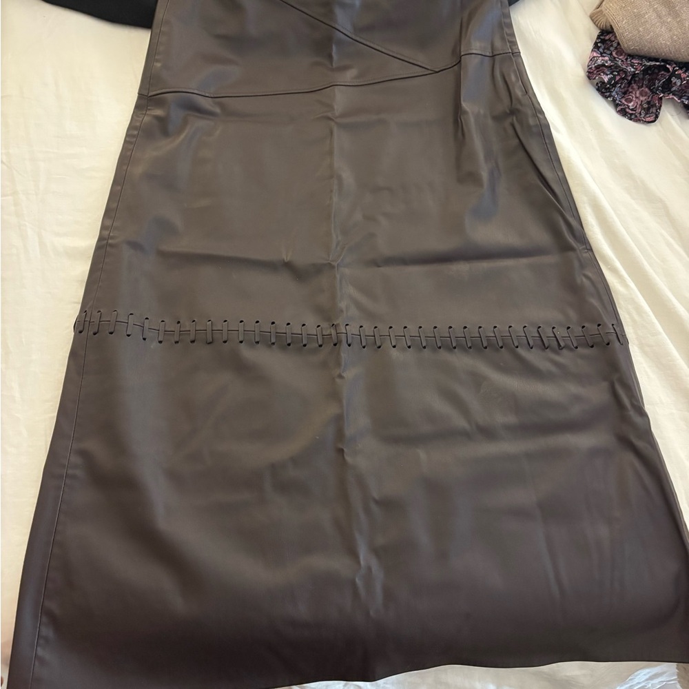 Zara Dark Brown Leather Skirt
